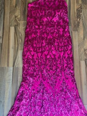B Darlin One Shoulder Barbie Hot Pink Sequin Covered Prom / Formal Gown, 22/24